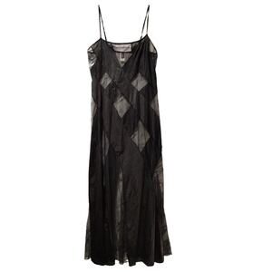 Fredericks of Hollywood Sheer Nightie Maxi Slip Dress Sleeveless Black Womens L